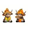 Figurină vacă scoțiană din lemn Albine Miere/Coastă/Patriotică Statuie scoțiană pentru Casă Grădină Bucătărie Birou Tavă etajată Decor Masă Cadouri pentru Iubitorii de viței