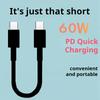 PD 60W USB C To Type-C Double Fast Charging Data Cable Short 0.25/0.5m For Iphone  Samsung Xiaomi Macbook iPad Data Line
