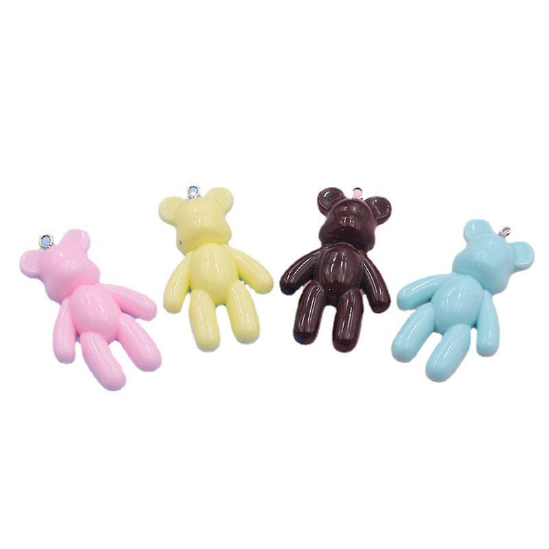 Macaron Color Little Bear Resin Pendant Keychain - DIY Handmade Jewelry Accessory