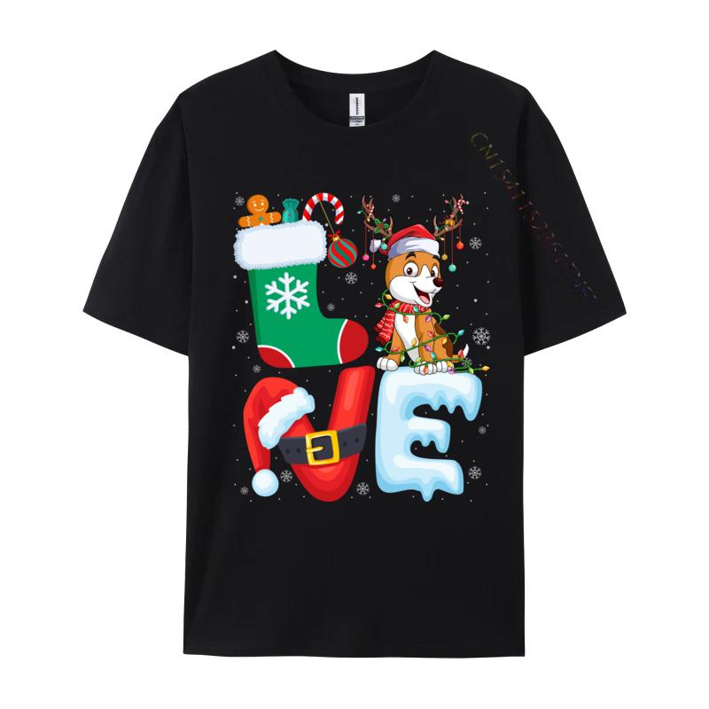 Dog Lover Santa Hat Christmas Tree Lights Dog Owner Xmas Tshirt Oversize Cotton Shirt For Men T-Shirt