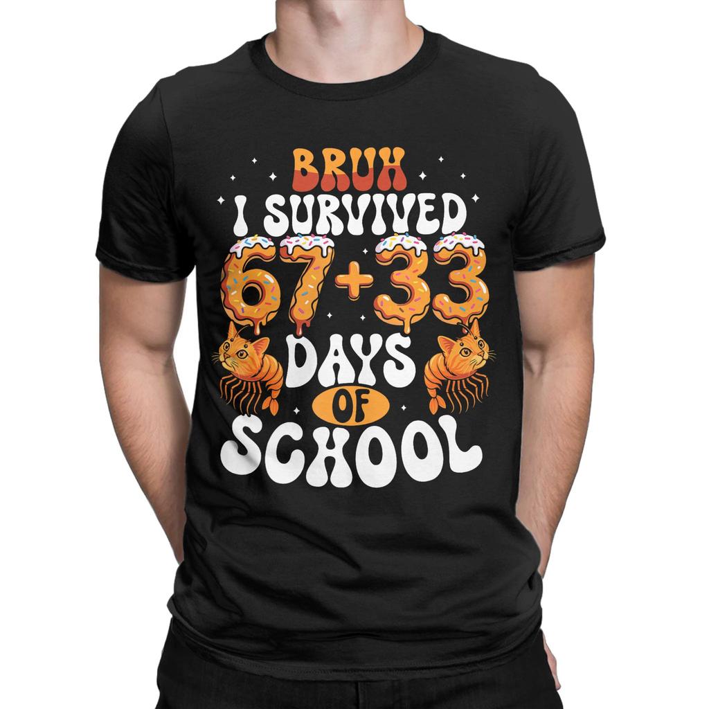 Italian Brainrot 67 Trippi 100 Days of School Men T Shirts  Fun Tees Short Sleeve Round Collar TShirts 100 Cotton 5XL Clothes