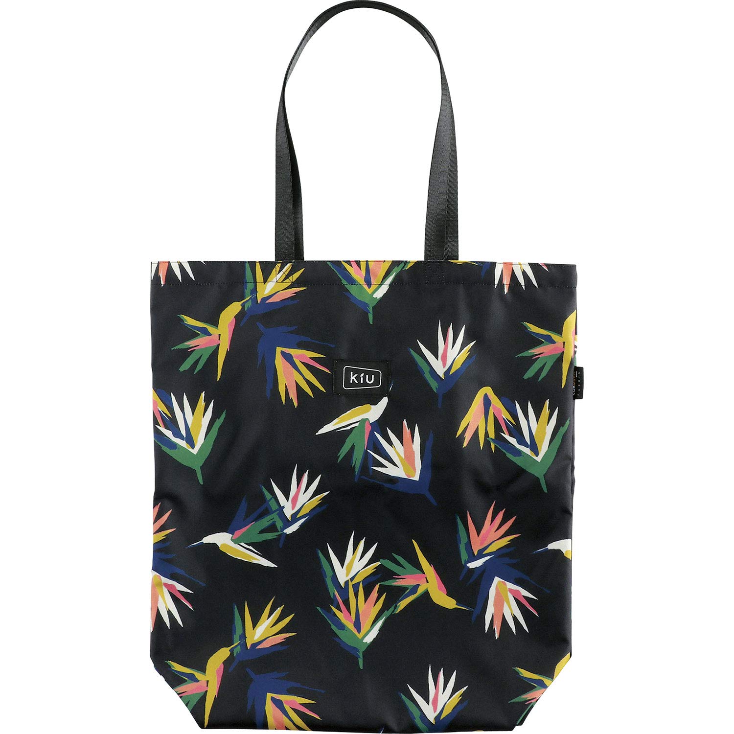 

KiU Waterproof 300D Cordura Tote Bag with Tropical Flower and Bird Design, Black, Water-Repellent and Stain-Resistant, Men s and Women s, K114-158