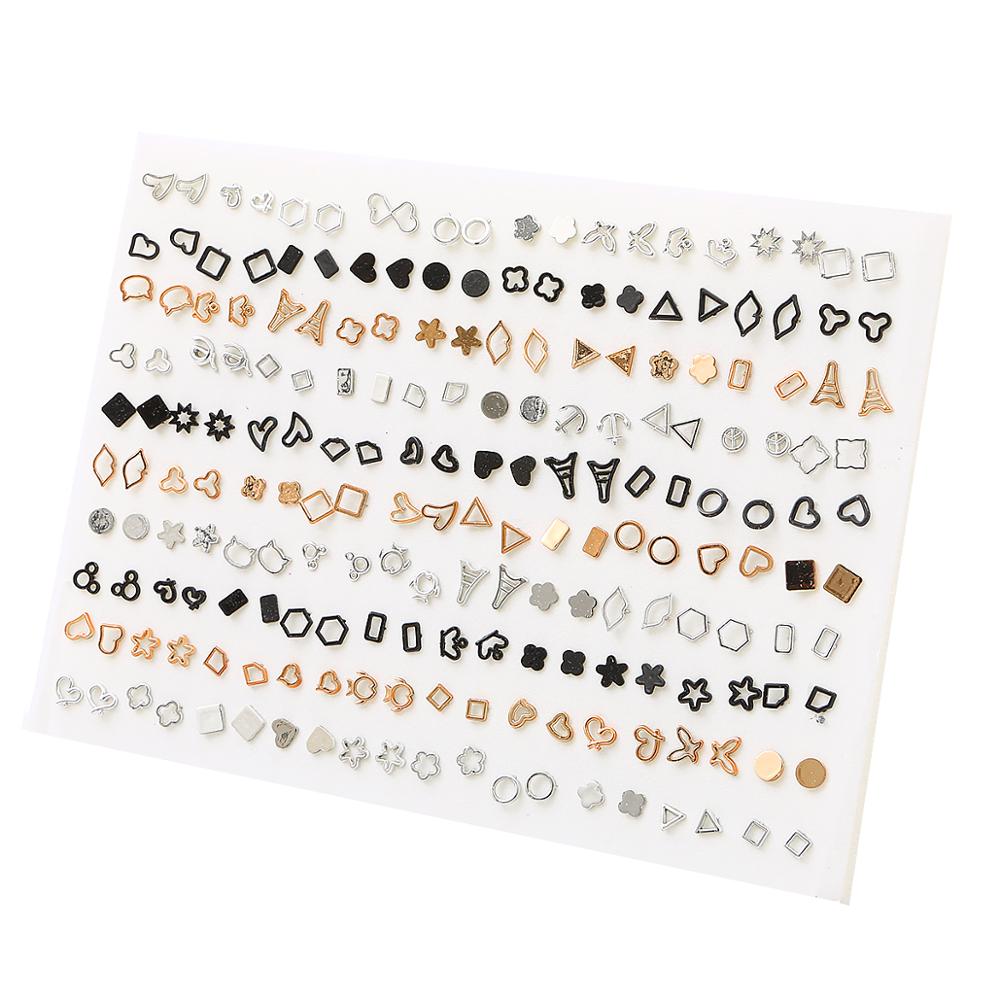 100Pairs Acrylic Crystal Heart Star Moon Small Stud Earrings Set For Women Girl Animal Flower Plastic Earring Trend Jewelry
