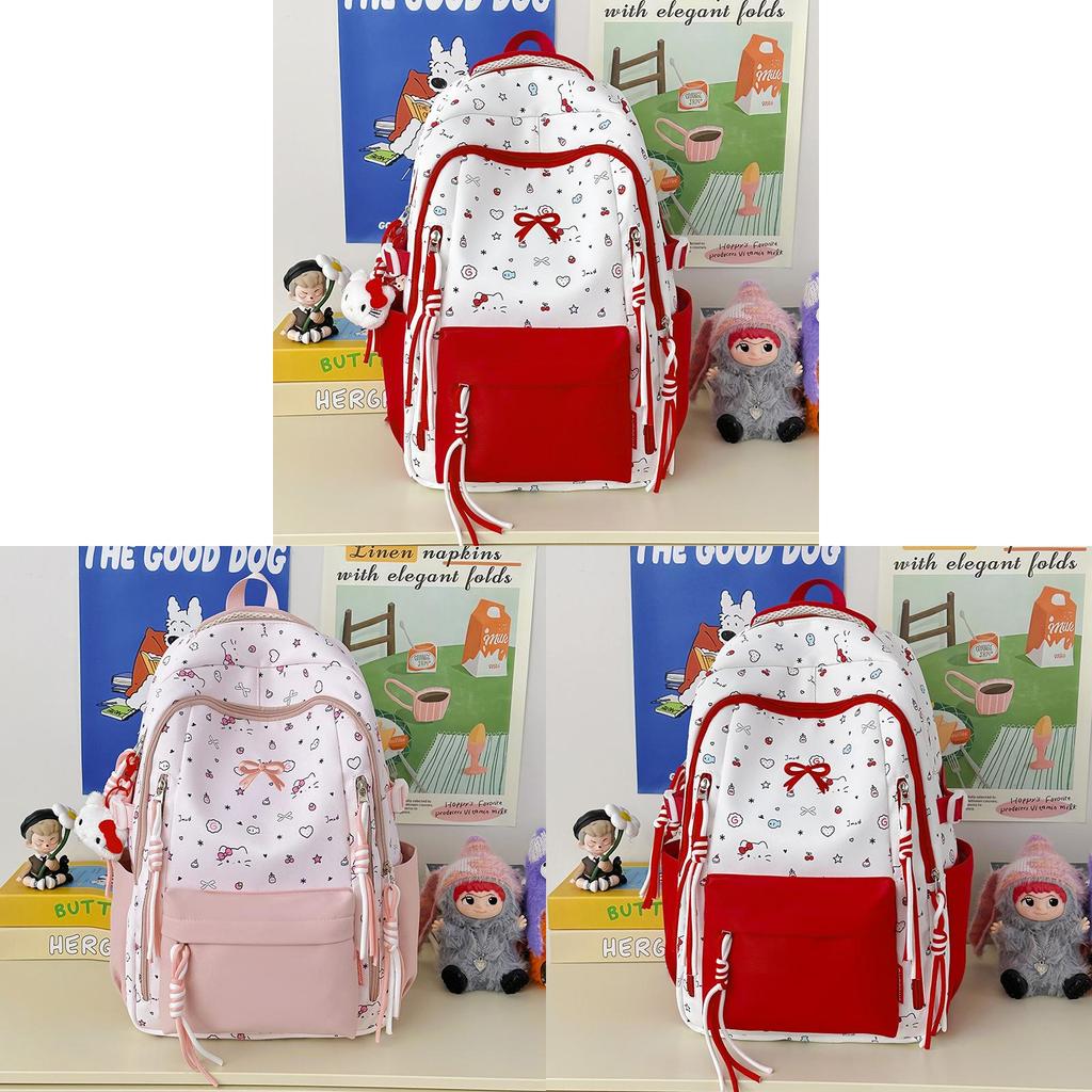 Cartoon Schmetterlingsknoten Rucksack für Mädchen Mit Großer Kapazität Und Druckmuster