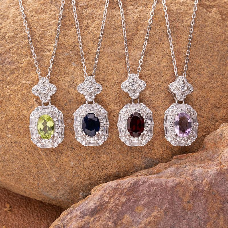 Natural Color Treasure Amethyst Citrine Ring Women'S S925 Sterling Silver Pendant Light Luxury High-End Jewelry