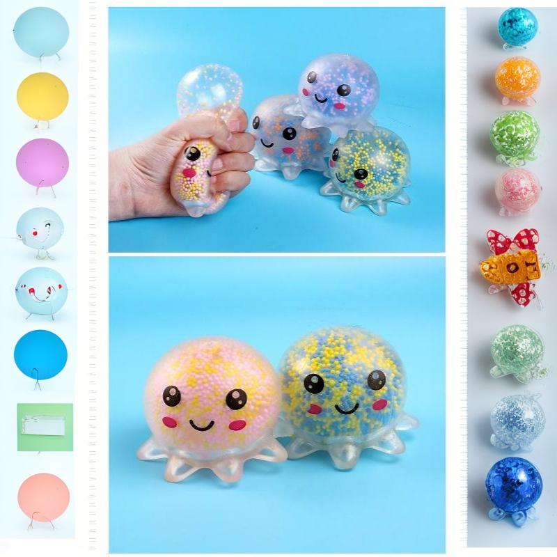 Octopus Squeeze Toy Luminous Soft Squeeze Stress Relief Fidget Toy Cute Cartoon Bead Filled For Kids Adults Party Gift