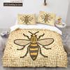 Bienen Bettbezug Set King Queen Größe Gelb Weiß Schwarz Cartoon Wütende Biene 3D Gedruckt Für Kinder Junge Mädchen Teenager Polyester Bettwäsche Set