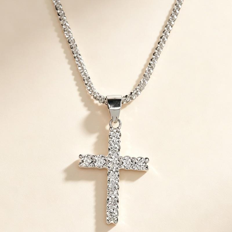 Women's Punk Rhinestone Cross Sweater Necklace - Light Luxury Versatile Clavicle Chain