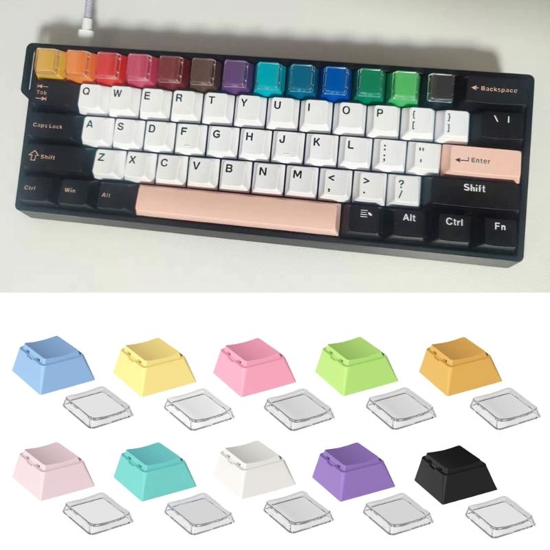 8pcs PBT Blank Keycap Set Cheey Profile PBT+PC 1U Keycaps for Mechanical Keyboards with Durability Classical Color