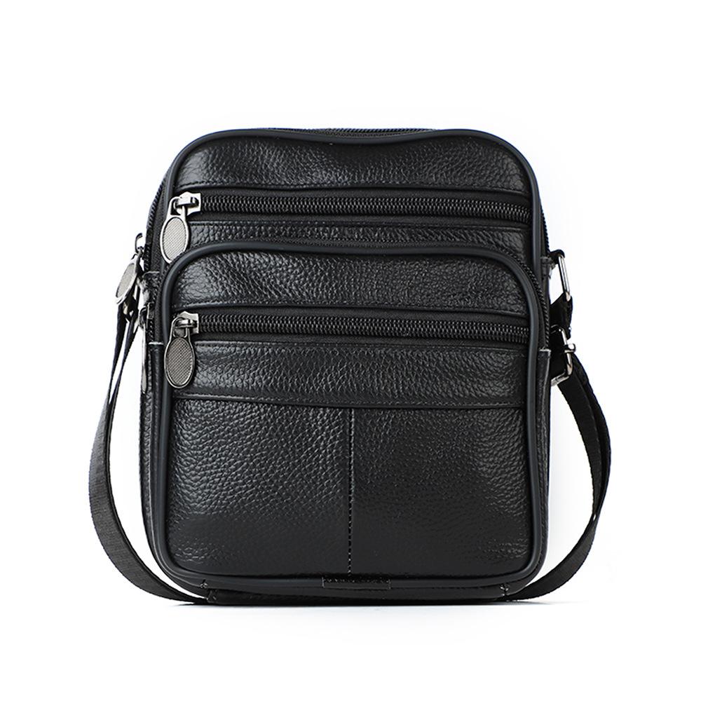 Cowhide Leather Men's Shoulder Bags Husband Small Crossbody Messenger Bag Leather Man Zipper Designer Party Bags Gift