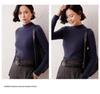 Women's Striped Cashmere Sweater - Autumn/Winter, Half-High Neck, Slim-Fit, Knitted Base Layer