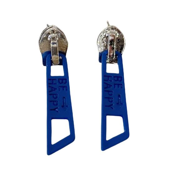 

1 Pair Dangle Earrings Funny Vintage Bright Color Eye-catching Fine Workmanship Dress Up Hypoallergenic Personality Zipper Stud Earrings Accessories синий