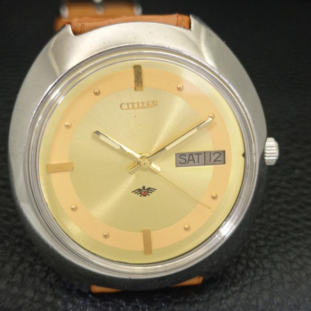 AUTOMATIC VINTAGE CITIZEN 8200 JAPAN MENS GOLDEN COLOR DIAL WATCH a702742-1 R210-a702742