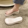 New Slope Heel Sandals Women's Outer Wear Summer Platform Popular Shoes Drag High-end Feeling Beautiful Transparent One-word Slippers