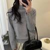 Rhinestone Jacquard Ruffled High-Neck Women's Soft Pullover Sweater