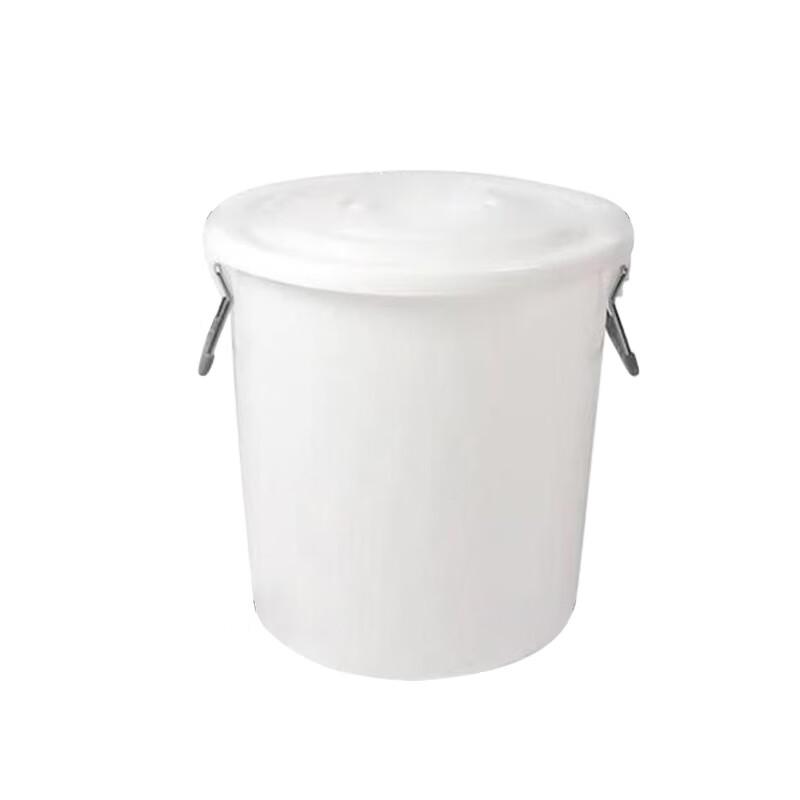 50L White Plastic Storage Bucket with Lid
