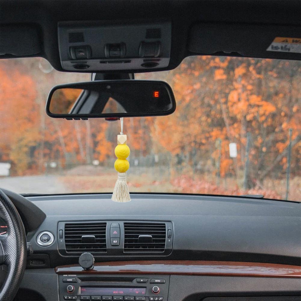 Handmade Heart Tassel Car Hanging Ornament - French Retro Style Woven Mirror Pendant, Bohemian Romantic Gift