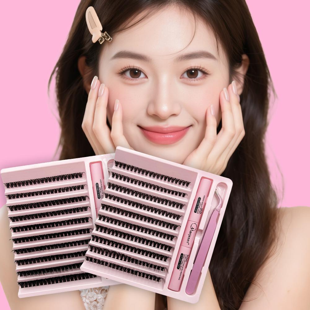 DIY Lashes Clusters Set Extensions Kit Fake Eyelashes Mix Lash Clusters with Lash Bond Seal and Lash Applicator Tool Makeup