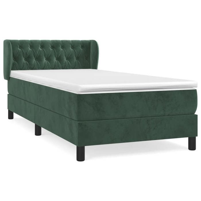 3127652 vidaXL Lit à sommier tapissier avec matelas Vert foncé 90x200 cm