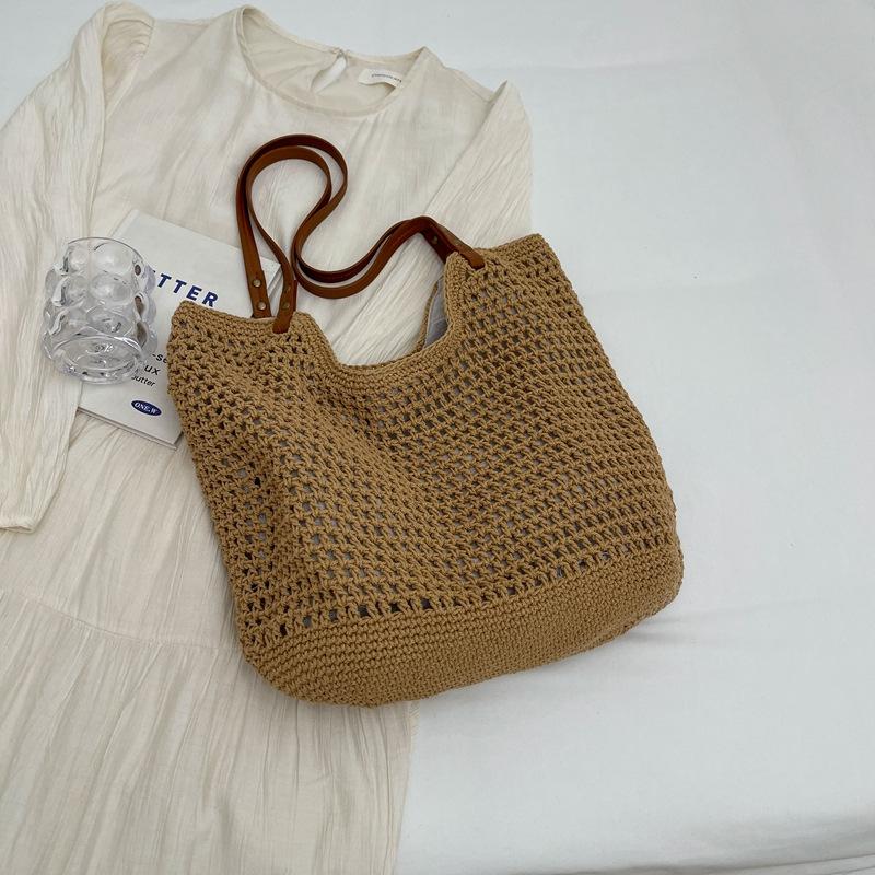 Large Capacity Bag Women'S Fashion Versatile Casual Shoulder Seaside Vacation Beach Bag Fashion Woven Tote Bag