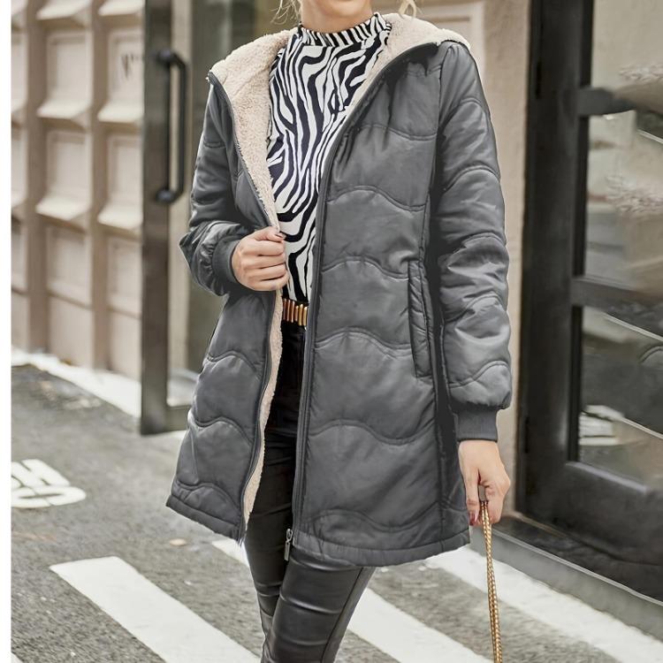 

Fashion Thick Long Sleeve Coat Jacket Women Solid Color S