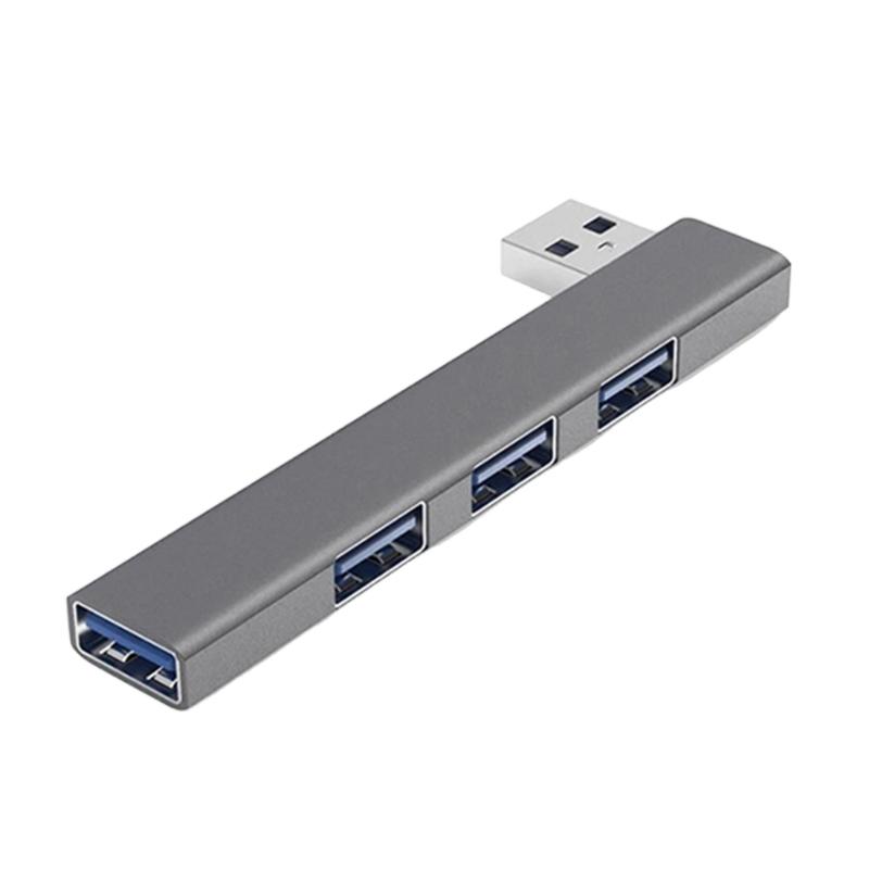 

Aluminum Alloy Right Angle USB Hubs 4 Port USB3.0 Type C and USB2.0 Port Spaces Saving Desktop Organization Plugs and Play