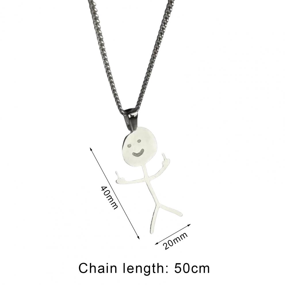 Necklace Sliver /Golden Color Fashion Middle Finger Funny Doodle Necklace Women Men Pendant Clavicle Chain Jewelry Accessory