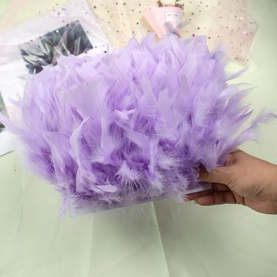 1M Multicolore Piuma di Tacchino Nappa Frangia Soffice Striata Nastro Piume 10-15cm Abito da Sposa Vestiti Artigianato Cucito Decorazione