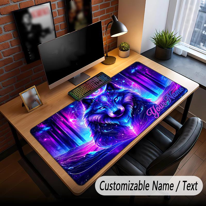 Vlčí téma Vlastní podložka pod myš Personalizovaná jménem Textem Přizpůsobená podložka na stůl Pro kancelář Domácí dekorace