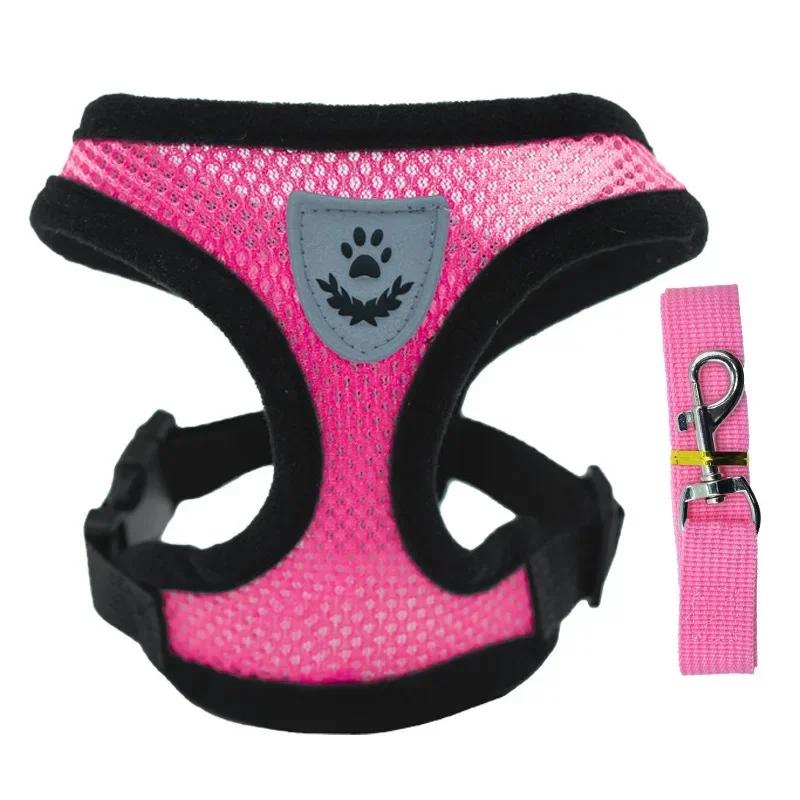 Pet Cat Harness Adjustable Mesh Walking Lead Leash Puppy Vest Polyester Breathable Kitten Accessories For Small Medium Dog