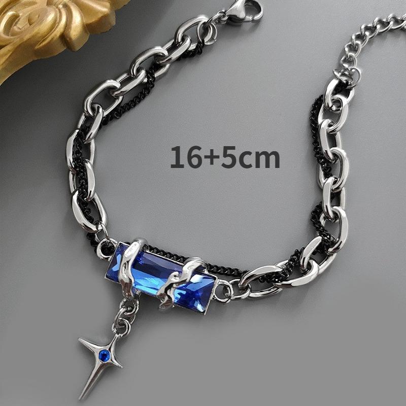 2024 Retro Black Zircon Star Bracelet for Women Men Gifts Trend Titanium Steel Chain Unisex Goth Jewelry New Couple Accessories