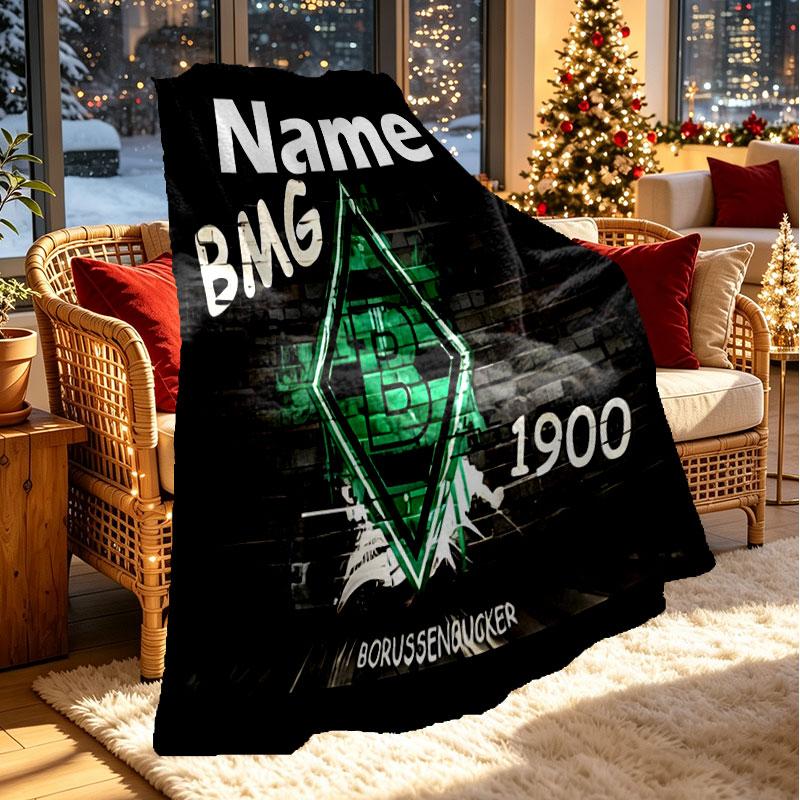 Custom Name Personalized Borussia Monchengladbach Print Blanket, Home Decor, Bedroom, Sofa, Camping, Couch, Gifts for Birthday Christmas