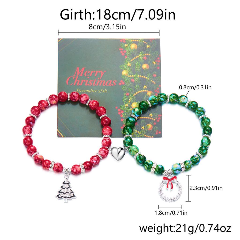 

Christmas Themed Magnetic Beaded Hand Chain With Snowflake Elements For Ladies Style E