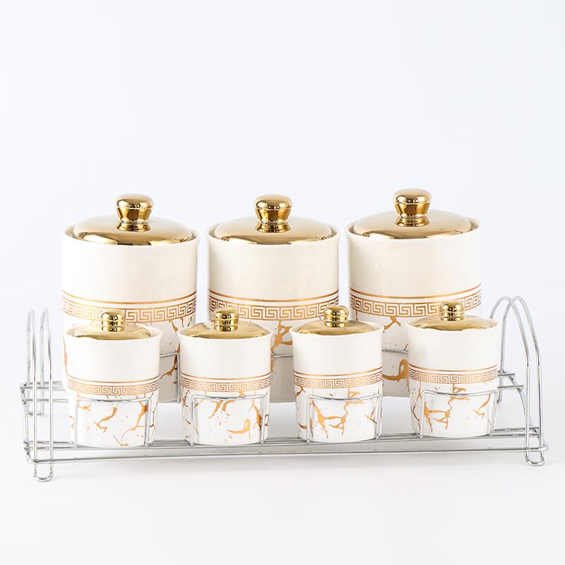 

Герметичная керамическая банка с каменным узором ZISIZ, набор из 7 штук