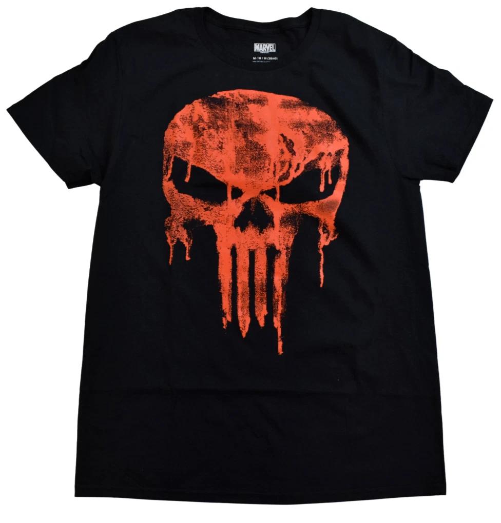 Marvel Mens The Punisher Dripping Logo Seeing Red Black Tee Shirt New M, L 2XL