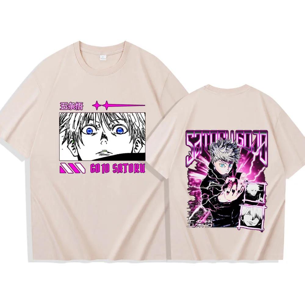 Jujutsu Kaisen Satoru Gojo Anime Herren T-Shirt Sommermode Neu Harajuku O-Ausschnitt Reine Baumwolle Kurzarm Shirt Top Fan Geschenk
