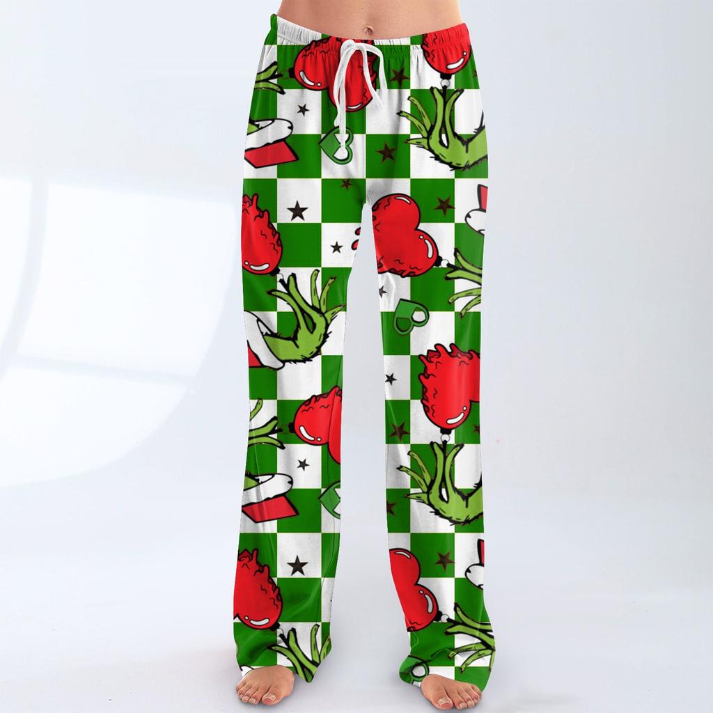 Womens Pajama Pants Sleepwear Casual Drawstring Elastic Waist Pants Comfy Straight Yoga Loose Trousers