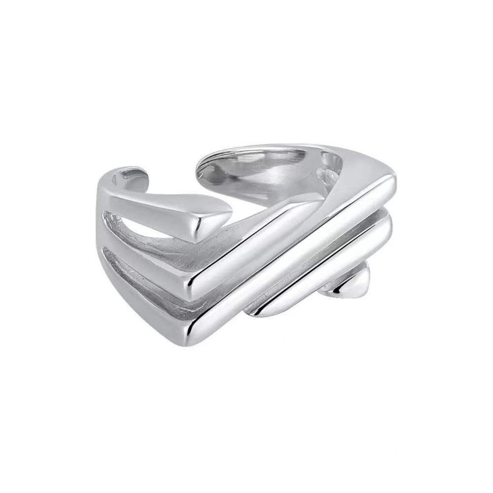 925 Silver Rings for Women Geometric Handmade Irregular Strip Ring Fashion Jewelry Gift