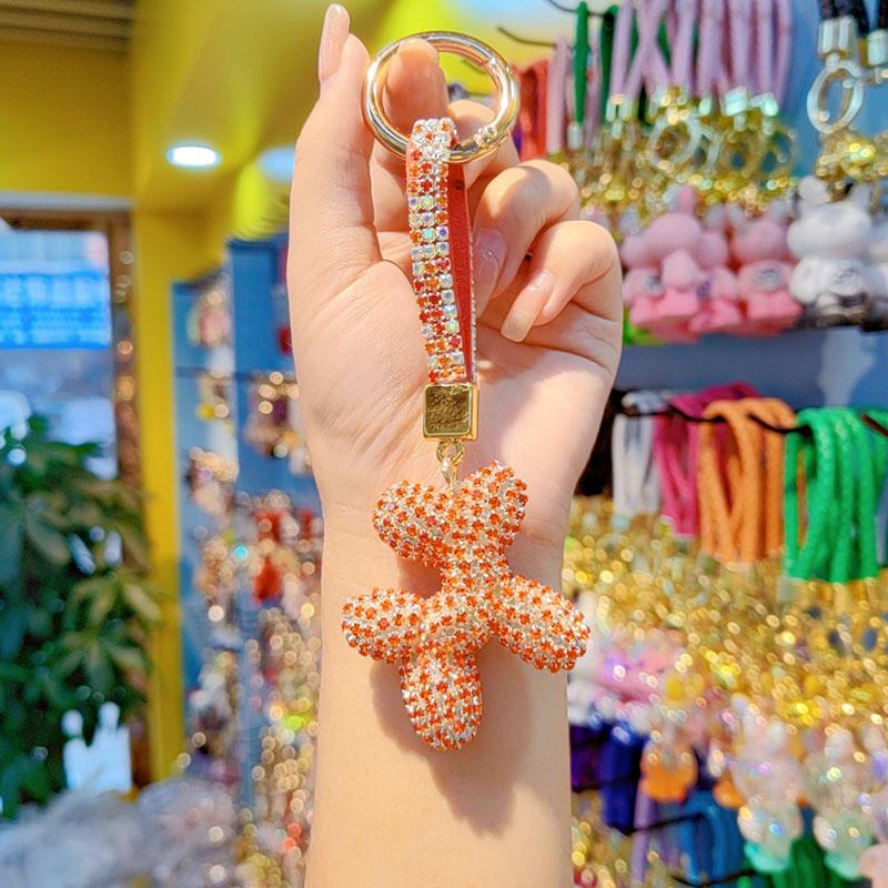 Balloons Dog Keychain With Czech Rhinestones For Gift And Party Decor