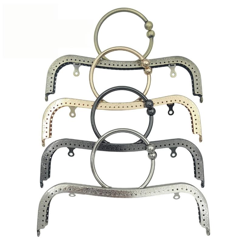 22cm Metal Frame with Kiss Clasp Lock for DIY Creative Bag Handle Projects