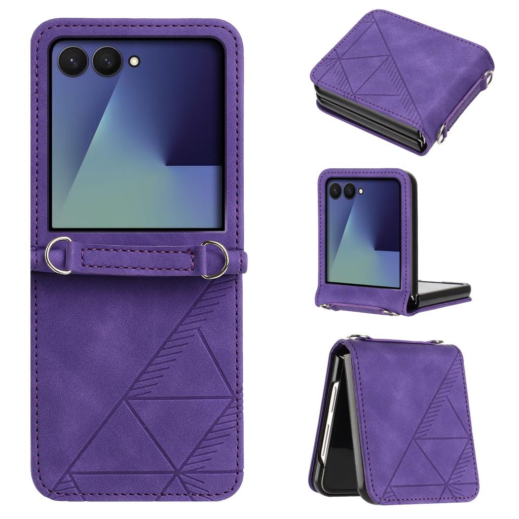 For Samsung Galaxy Z Flip7 5G Case Imprinted Design PU Leather + PC Folding Phone Cover