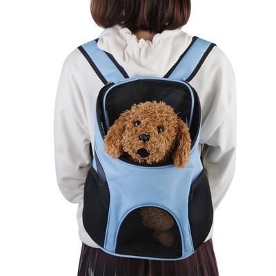 Portable Dog Cat Pet Double Shoulder Carrier Bag Backpack Breathable Mesh Travel Outdoor Blue