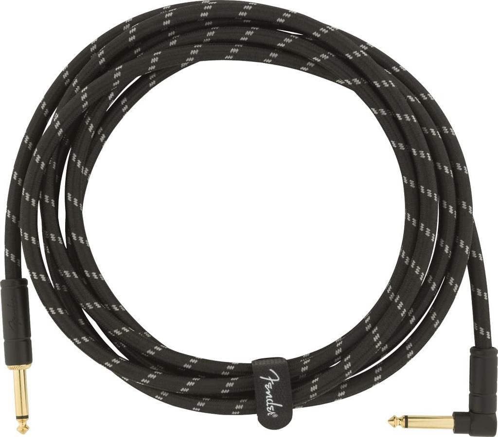 Fender Deluxe Series Instrument Black Tweed 08 Cable, Straight/Angle, 10"