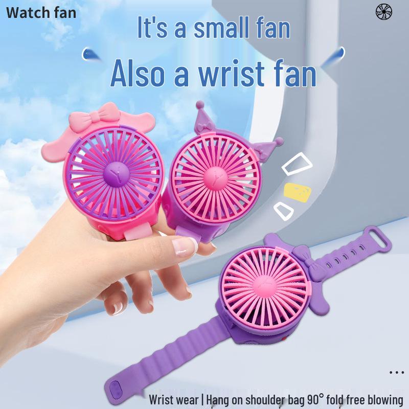 Cute Cat Ear Handheld Cartoon Wrist Fan - Silent, Portable Summer Accessory for Women
