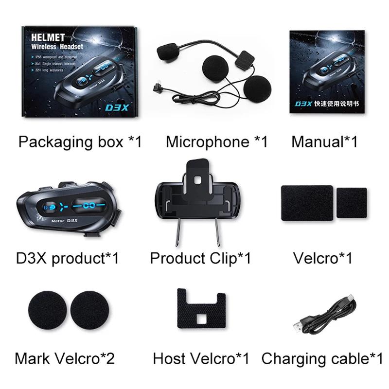 Kebidumei D3X Motorcycle Bluetooth Headset V5.4 With Music Sharing IPX6 Waterproof Hi-FI Speakers 1000mAh Half duplex intercom