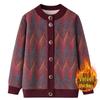 Women's Fleece-Lined Knitted Cardigan - Warm Autumn Winter Jacket for Elderly Ladies