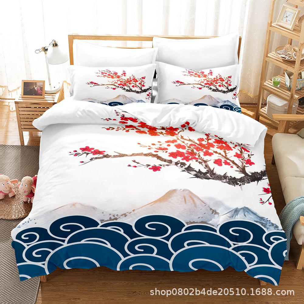 Home Textile Landscape Painting Series Three-Piece Set, Bed Sheet Quilt Digital Printing Kit, Come To The Picture And Sample