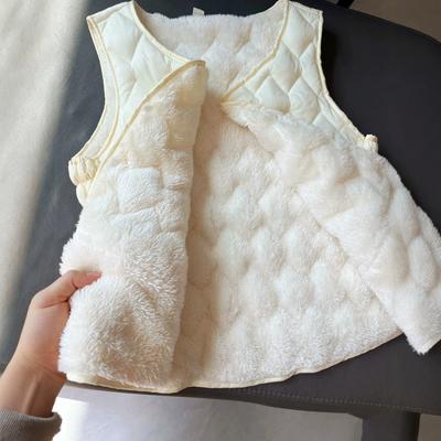 Fleece Thickened Lamb Wool Vest Women's Autumn and Winter Warm Inner and Outer Wear Short Cream Vest Vest
