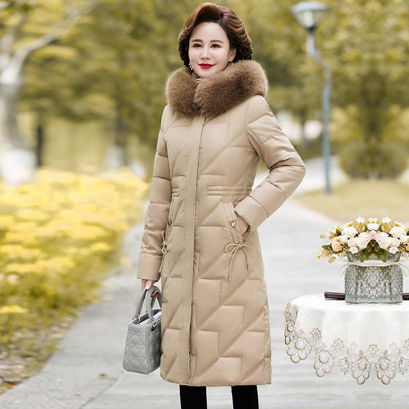 Women's Winter Warm Parker Coat Thickened Long Knee Jacket Waisted Warm Coat