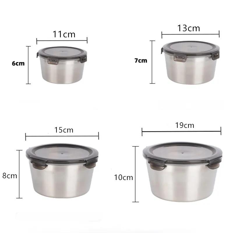 304 Stainless Steel Bento Lunch Box with Lid Food Containers Fresh-keeping Box Home Leak-Proof Storage Box 1100ml 2200ml 600ml